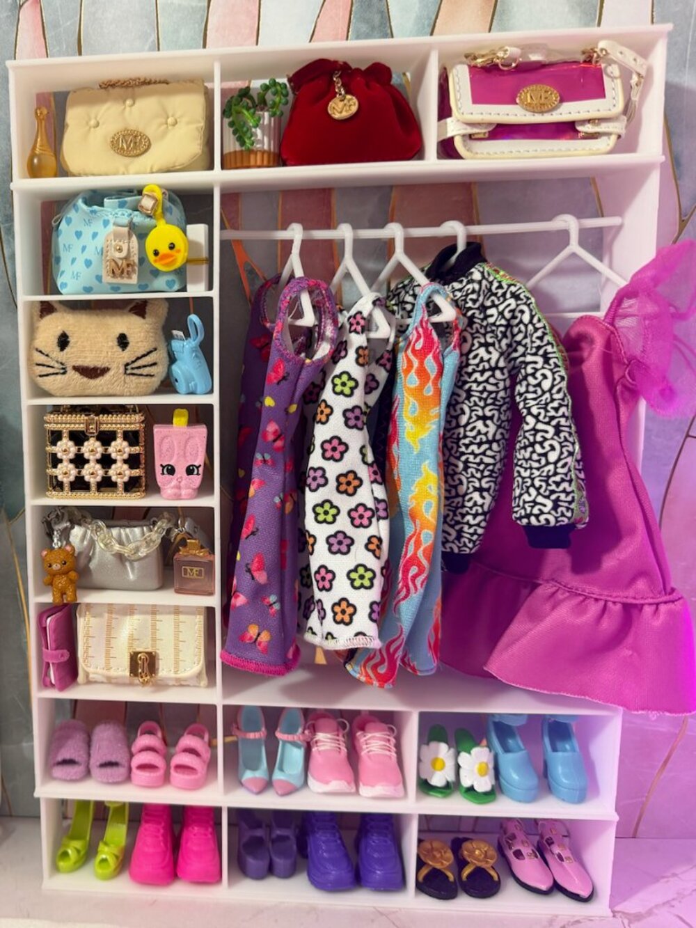 Barbie Doll Closet | Doll Wardrobe Storage with Shelves for Clothes, Shoes